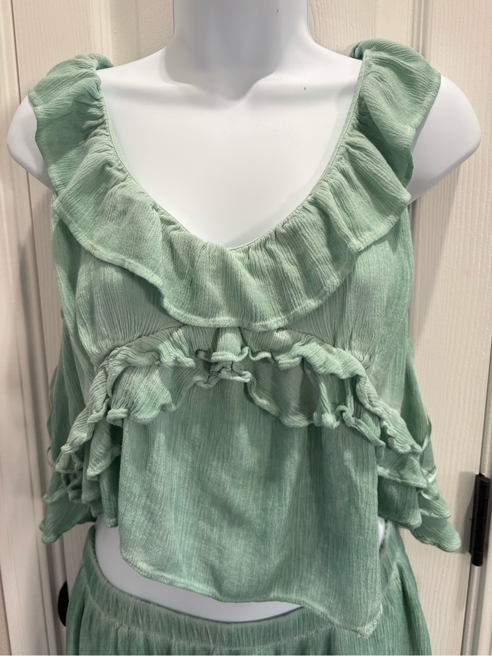 Free People “If Only” Mint Green Ruffle Two-Piece Set - Picture 5 of 11